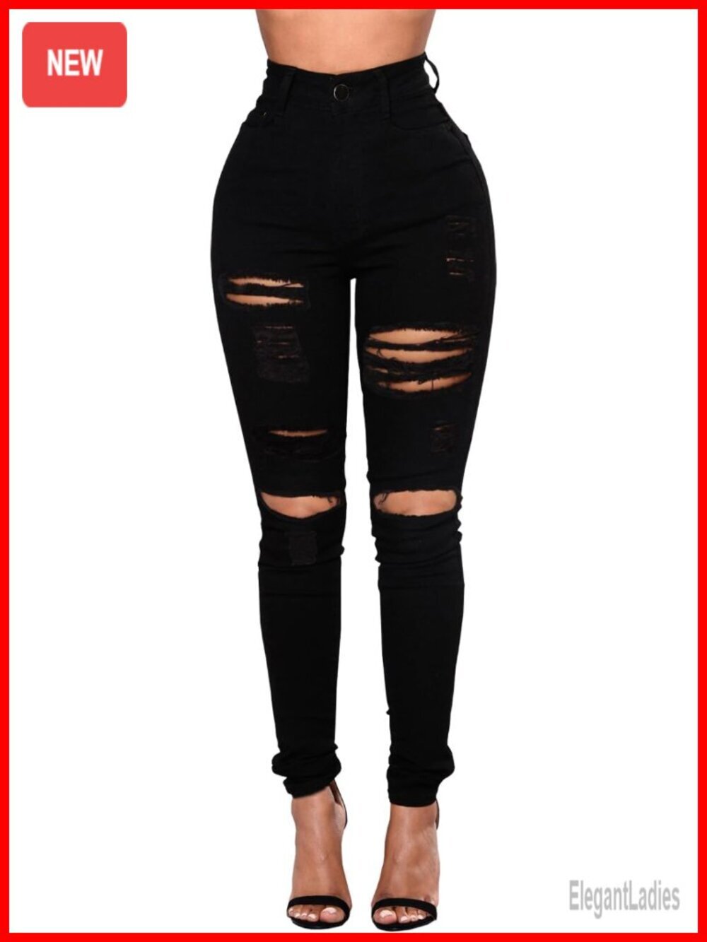 High Waisted Ripped Skinny Jeans Stretch Slim Fit Distressed Denim Pants